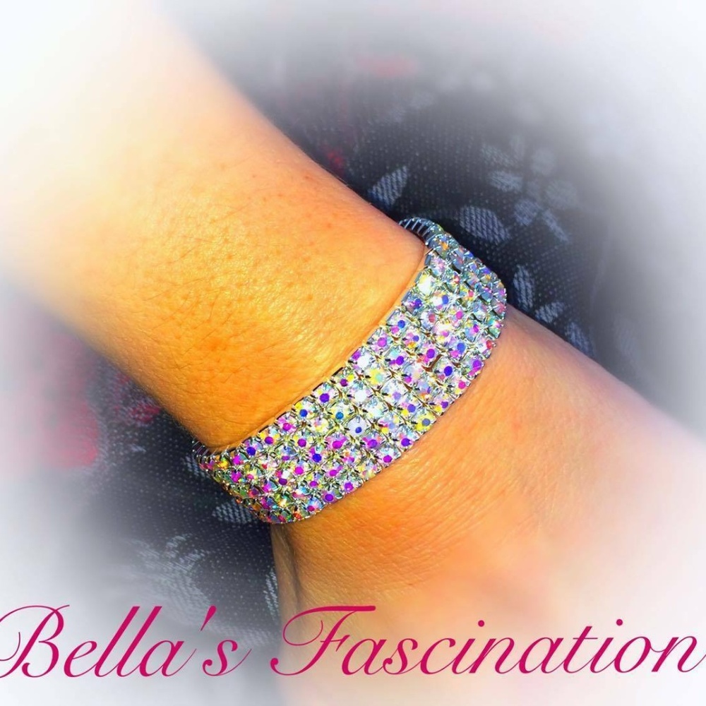 Crystal Aurora Borealis 5 Row Bracelet Stretch
